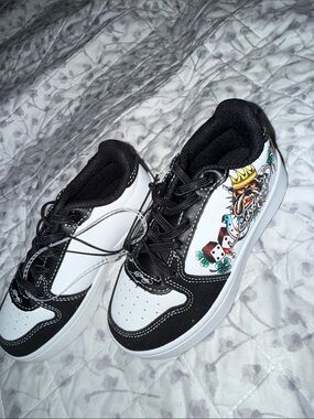 Ed Hardy Black and White Kids Sneakers with Colorful Graphic